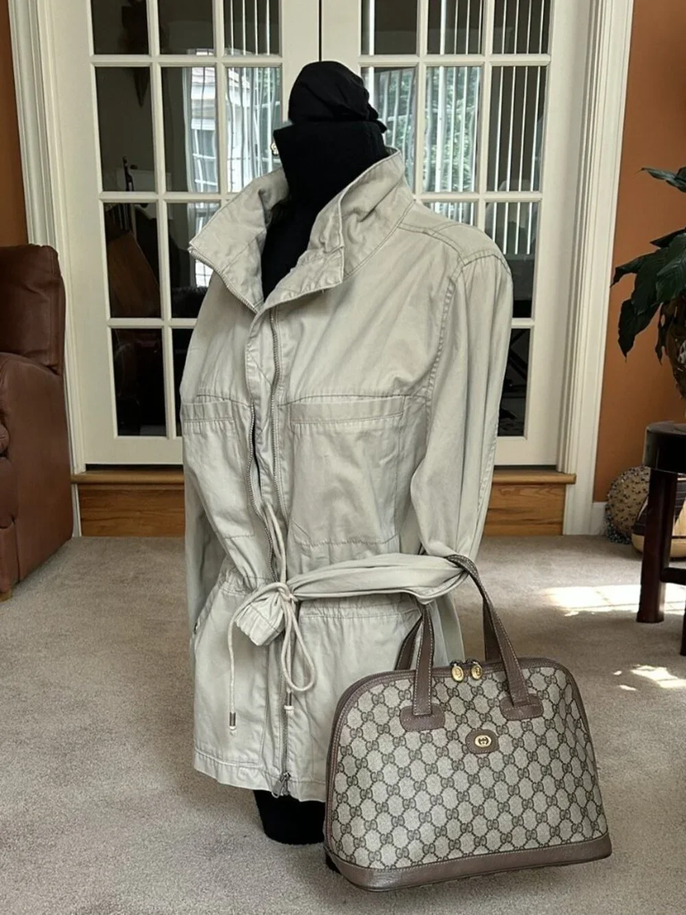 GUCCI GG Dome Satchel Bag, Taupe